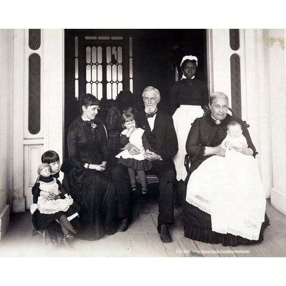 Print: Home Of Jefferson Davis, Three Generations, 1884