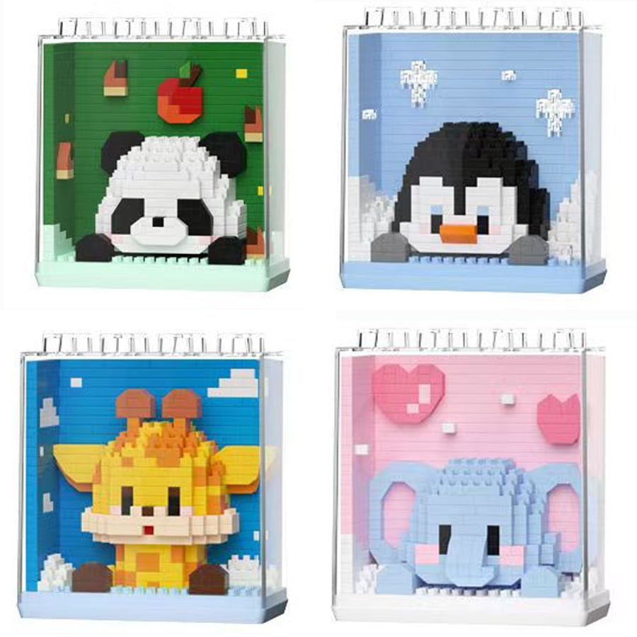 8PCS Zoo Building Block Toys, Cute Panda Koala Giraffe Series Mini Toy Desktop Bedroom Ornaments, Hobby Plant Collection, Gifts for People Christmas Halloween Gifts-Random Blind Box Series