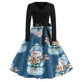 thumbnail image 6 of Christmas Dresses for Women Ladies' Christmas Printed Casual And Fashionable V-neck Long Sleeved Dress for Holiday Festive,Light Blue,M, 6 of 7