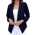 thumbnail image 4 of DondPO Blazers for Women Women's Three Quarter Sleeve Suit Jacket Lapel Keep Warm and Slim Fashion Cardigan Coat Blazers for Women Business Casual Work Office Suit Jackets Blue XL, 4 of 9