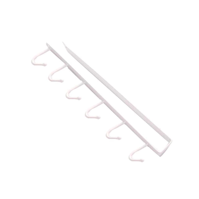 Cateissary Soporte para tazas de 6 ganchos de hierro negro/blanco, percha colgante para baño, organizador de cocina, estante para puerta de Type1 NO1