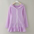 thumbnail image 4 of Girls Swim Cover Up Toddler Swimsuit Coverup Hooded Zip-Up Beach Bathing Suit Robe Cover-ups for Kids Girls, 4 of 6