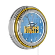 NBA Chrome Double Rung Neon Clock - City - Denver Nuggets