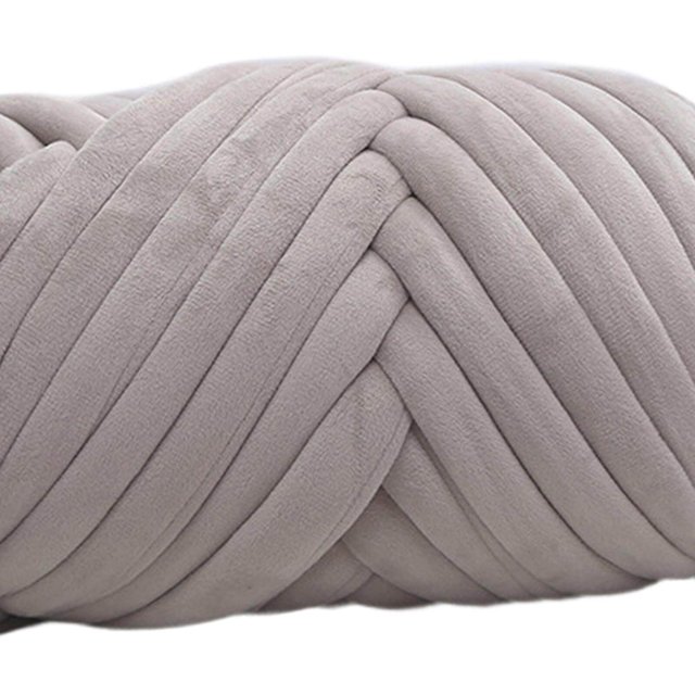 1kg Velvet Chunky Yarn Arm Pillow Crocheting Sweaters Hats DIY Rug Knitting Rug Making Hand Knit Pet Bed Crocheting Light Gray