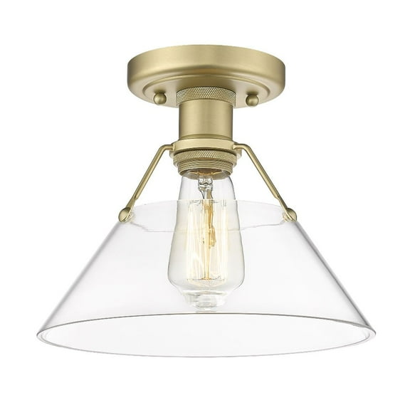Yep by Golden Lighting Orwell 1-light Flush Mount in Brushed Champagne Brass and Clear Glass