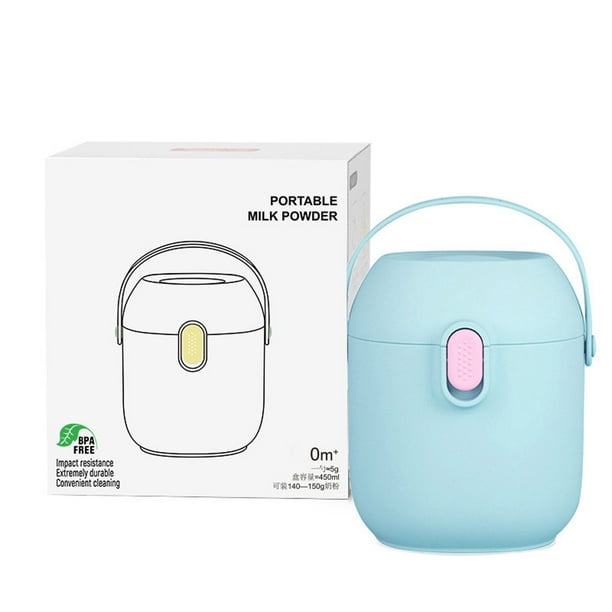 Caja de Almacenamiento de Leche En Polvo de Gran Capacidad de 450 Ml | Contenedor Hermético para Refrigerios con Cuchara | Dispensador Portátil de Fórmula para Bebés | Diseño Resistente y Grueso para