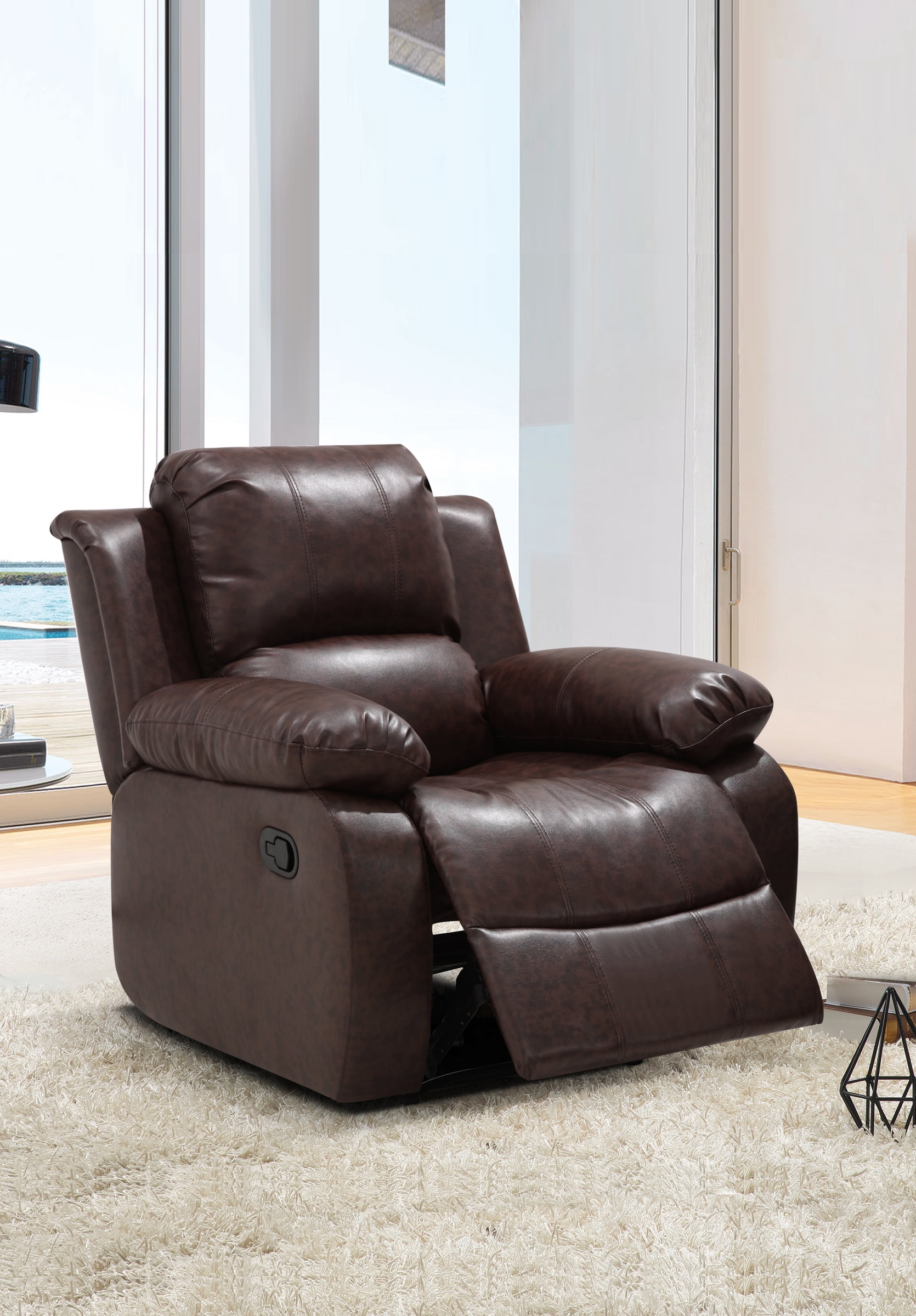 Algeciras Black Bonded Leather Living Room Rocking Reclining Chair Algeciras Black Bonded Leather Living Room Rocking Reclining Chair Com