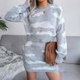 thumbnail image 4 of Women's Long Sleeve 2 Piece Knit Outfits Cloud Print Crop Top Mini Skirt Set Bodycon Sweater Dress Fall Clothes Set, 4 of 4