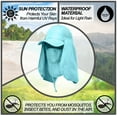 thumbnail image 4 of Sun Cap Fishing Hat Unisex Adult 360% UV UPF 50+ Solar Protection, Lightweight Outdoor Summer Wide Brim Visor with Detachable Neck Flap & Face Cover Mask, Quick Dry, Windproof, For Beach, Light Blue, 4 of 5