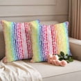 thumbnail image 2 of Abstract Flowers Pillow Covers 2 Pack White Dandelion Lavender Floral Leaves Plant Rainbow Stripes Pillowcase Waterproof Outdoor Throw Pillow Cover for Patio Garden Square Cushion 20”x20”, 2 of 9