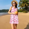 thumbnail image 3 of Fotbe Pink bows Vestido de Verano sin Mangas para Mujer – Vestido Midi Línea A, Estilo Camiseta Floral, Vestido Playero Casual y Fluido, 3 of 7