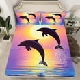 thumbnail image 2 of Erosebridal Couple Dolphin Bed Sheets Set Twin Size, Romantic Sunset Bed Sheets Twin, Ocean Animal Twin Sheet Sets, Lightweight Room Decoration, 3pcs, 2 of 7