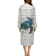 thumbnail image 2 of Xoenoiee Turtle Wood Paint Splatter Print Women Long House Coat Zipper Front Robes Full Length Nightgowns with Pockets Loungewear Bathrobe, S, 2 of 7