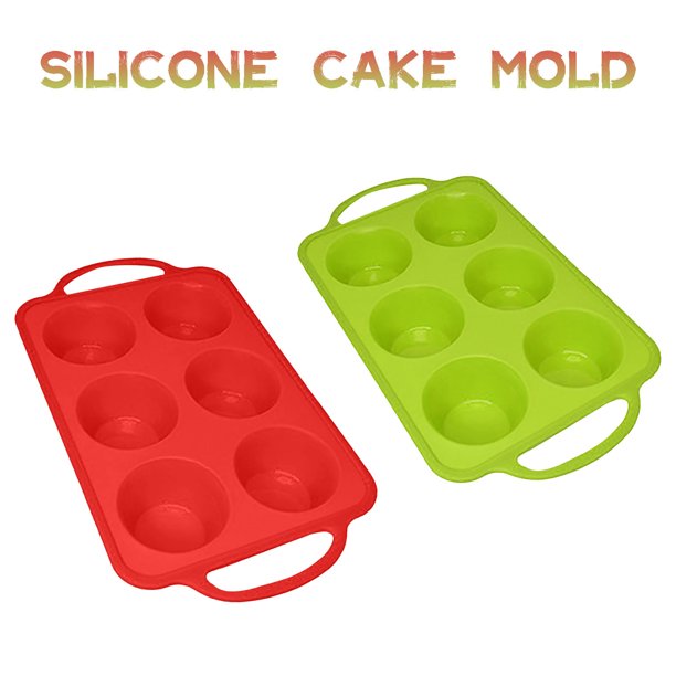 Molde antiadherente para tartas y brownies con 6 cavidades redondas para hornear, galletas cubiertas de chocolate y moldes caseros para jabón