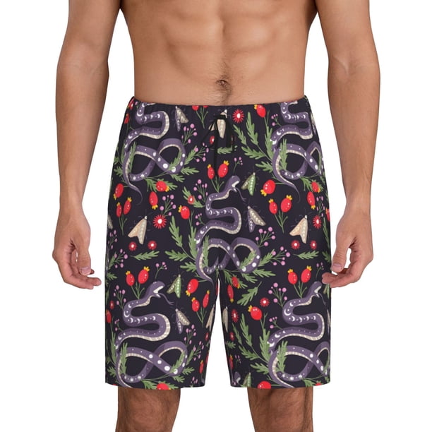 Fotbe Snakes And Snake Fruit Pantalones Cortos de Pijama para Hombre, Ropa de Dormir, Pantalones de Pijama Cortos para Hombre-X-Large