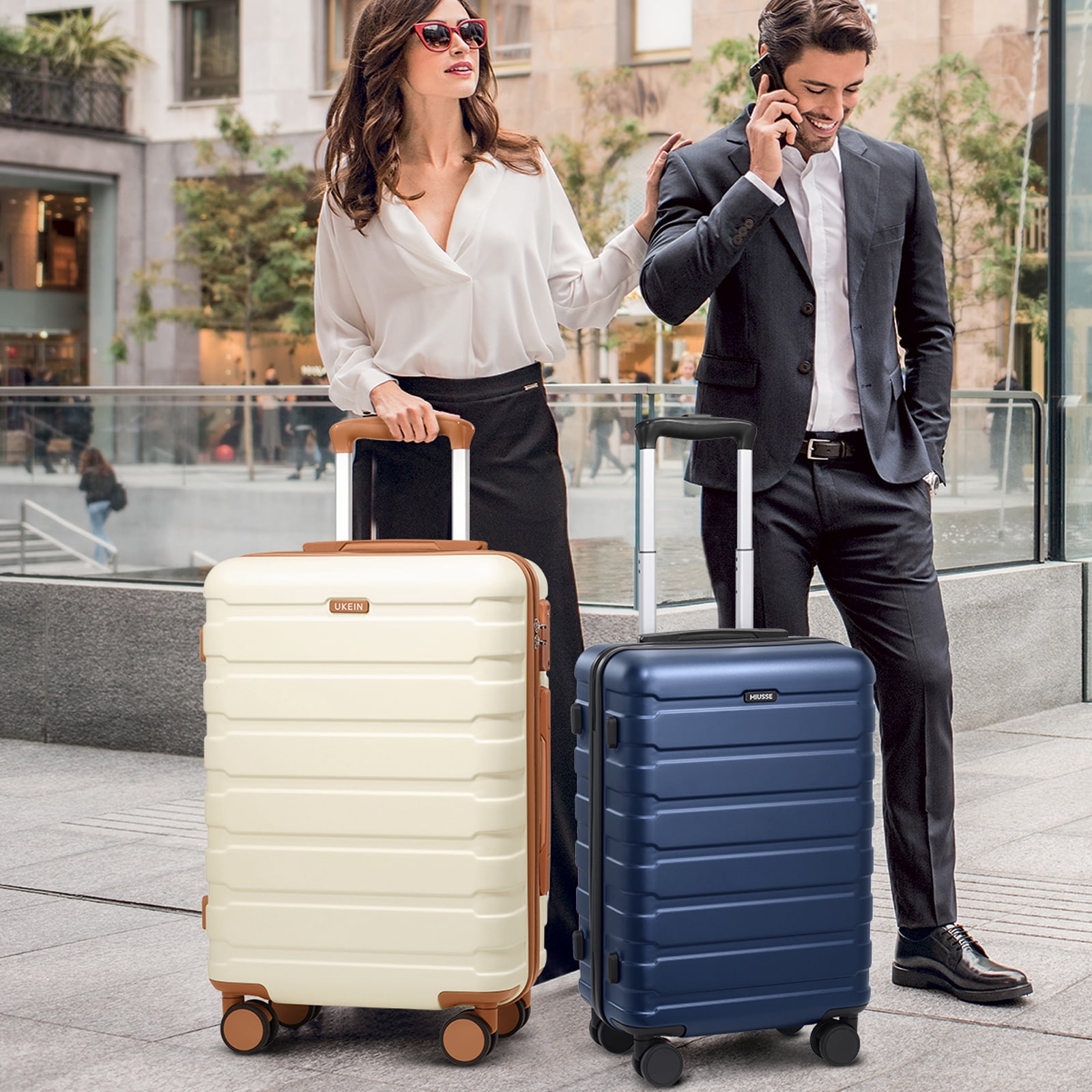 MIUSSE Hardshell Luggage Sets 3 Pieces, Hardside Lightweight Suitcase with Spinner Wheels and TSA Lock, Blue Luggage Set 20in24in28in