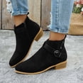 thumbnail image 2 of Busydd Womens Boots Solid Color Chunky Heel Ankle Boots Comfortable Buckle Strap and Side Zipper Booties for Women 37, 2 of 7