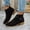 Black, variant on Women's Buckle Ankle Boots Thick Heel Low Block Fall Winter Street Style for Casual Beige 9