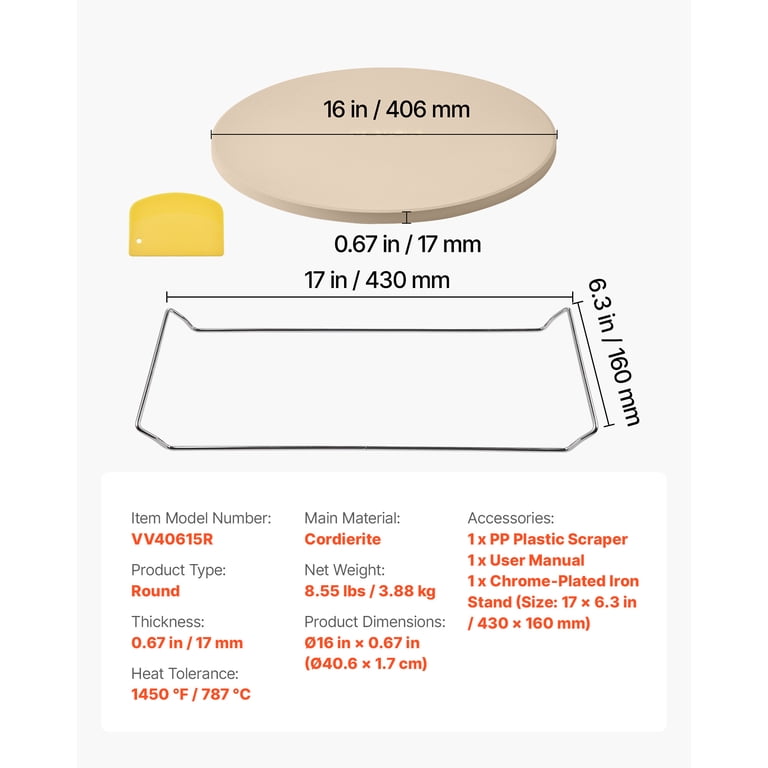 KFFKFF 16-Inch Round Cordierite Pizza Stone with Stand photo 7