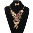 thumbnail image 4 of 3PCS Earring Necklace Set Vintage Flower Statement Necklace Drop Earrings, 4 of 7