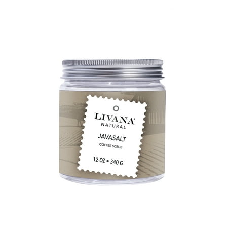 Javasalt Coffee Scrub by Livana, Exfoliate for Face and Body, 12 oz Vegan Friendly Made in