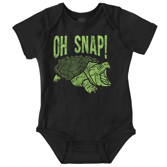 Funny Oh Snap Turtle Animal Pun Romper Boys or Girls Infant Baby Brisco Brands NB