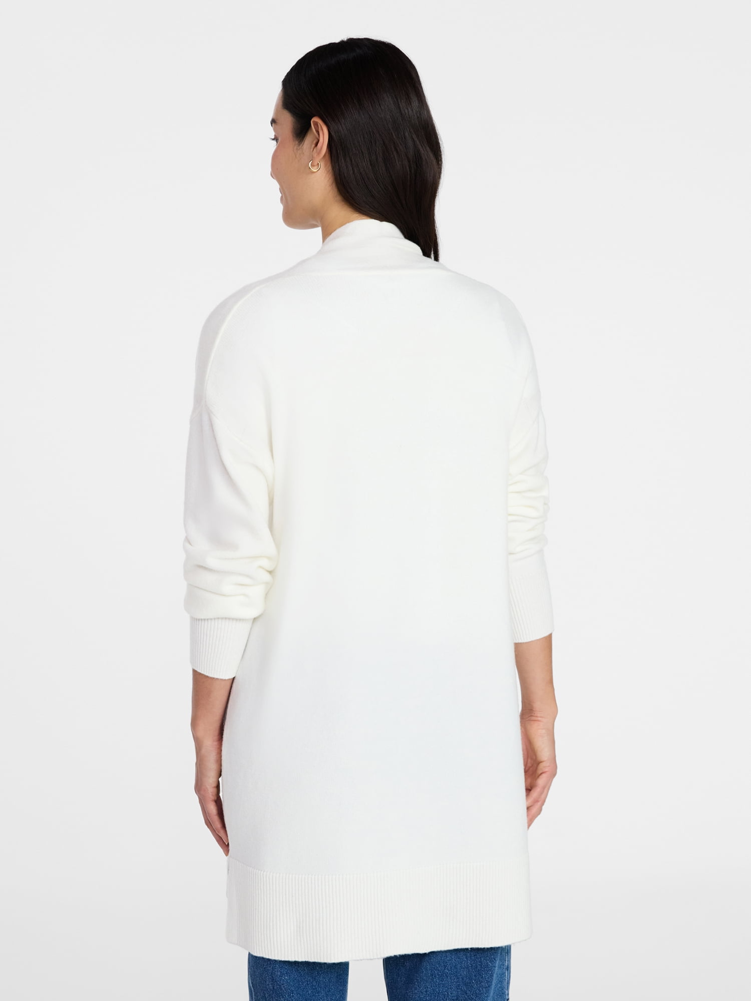 Time and Tru Women's Long Open Front Cardigan Sweater with Long Sleeves, Sizes XS-XXXL