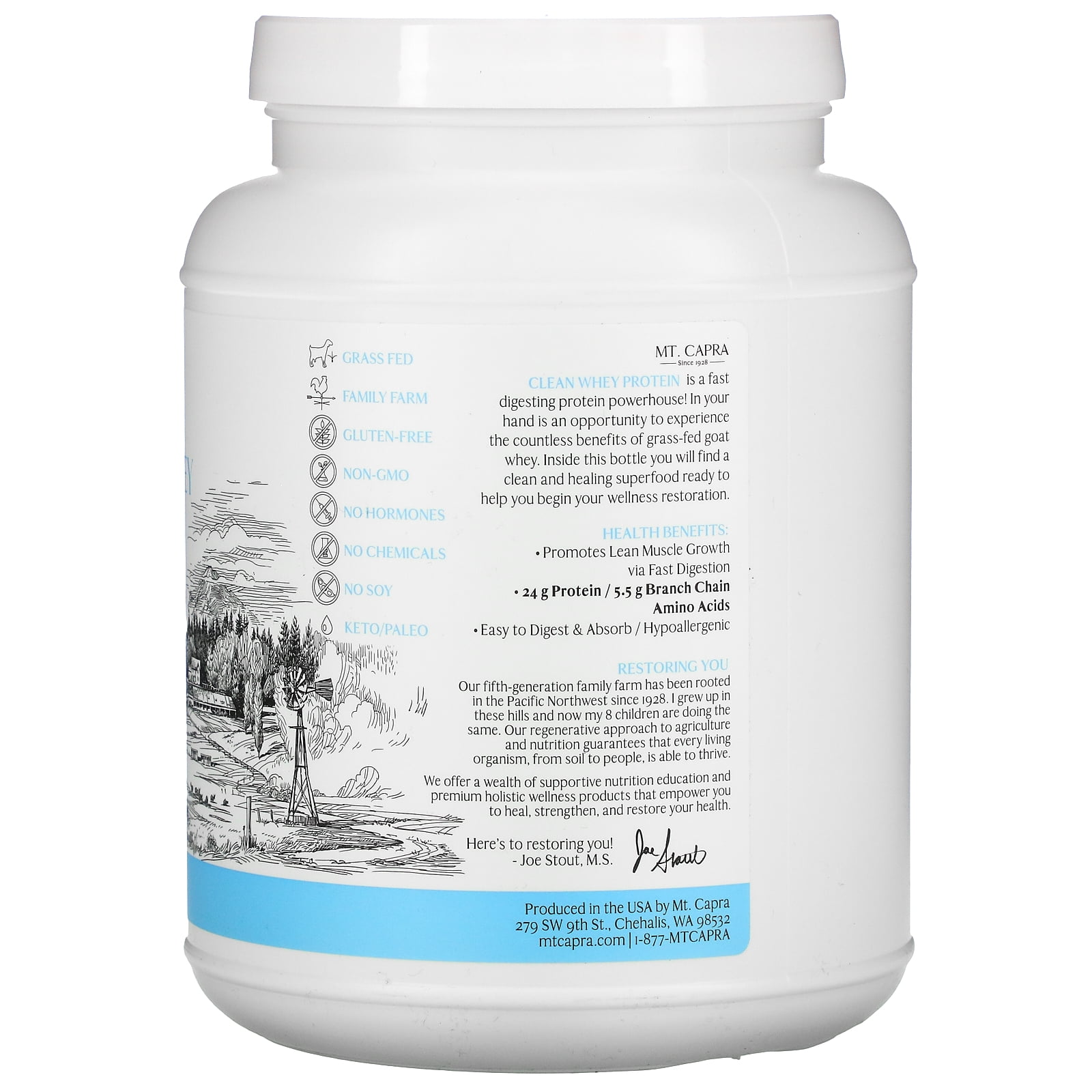 Mt. Capra Clean Whey Protein, Vanilla Bean, 16 oz (453 g)