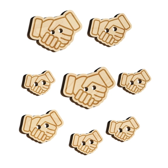 Shaking Hands Agreement Icon Wood Buttons for Crochet Knitting Sewing DIY Craft - 0.75 Inch Small (12pcs)