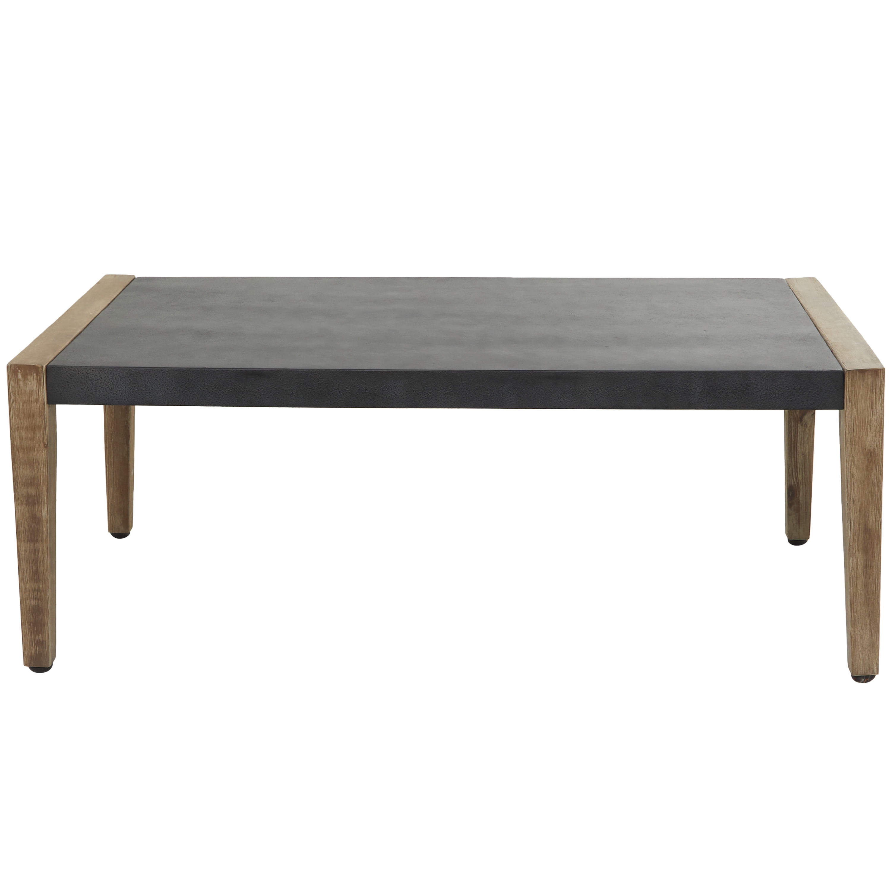 DecMode 44" x 17" Dark Gray Wood Outdoor Coffee Table with Wood Legs, 1-Piece