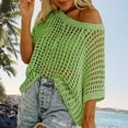 thumbnail image 6 of Womens Tops Blouses Neck Short Sleeve Sweater Crochet Knit Pullover Cover Up Beach Vacation Clothes For Women, 6 of 6