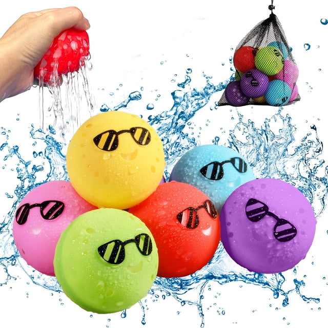 Paquete de 6 globos de agua reutilizables para niños, juguetes de playa, juguetes acuáticos, juguetes de piscina para niños de 4 a 8/8 a 12 años, juguetes de verano a granel para niños y niñ
