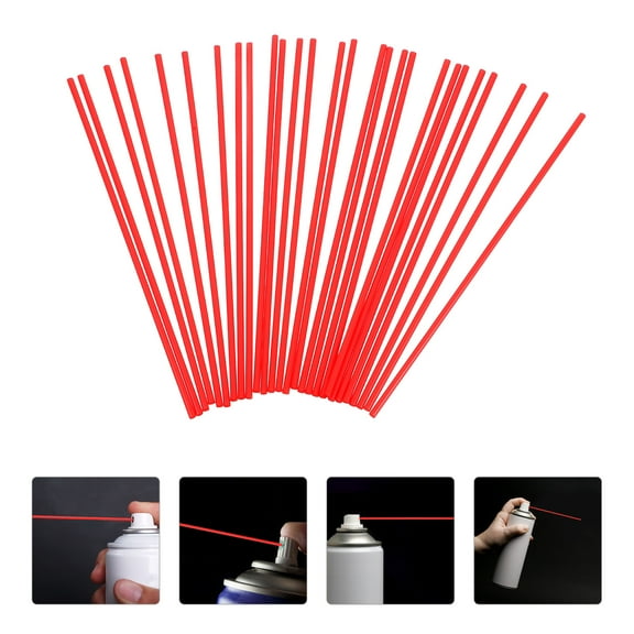 ETEREAUTY 200Pcs Red Plastic Spray Can Straws Durable Extension Tubes for Rust Removal Lubrication