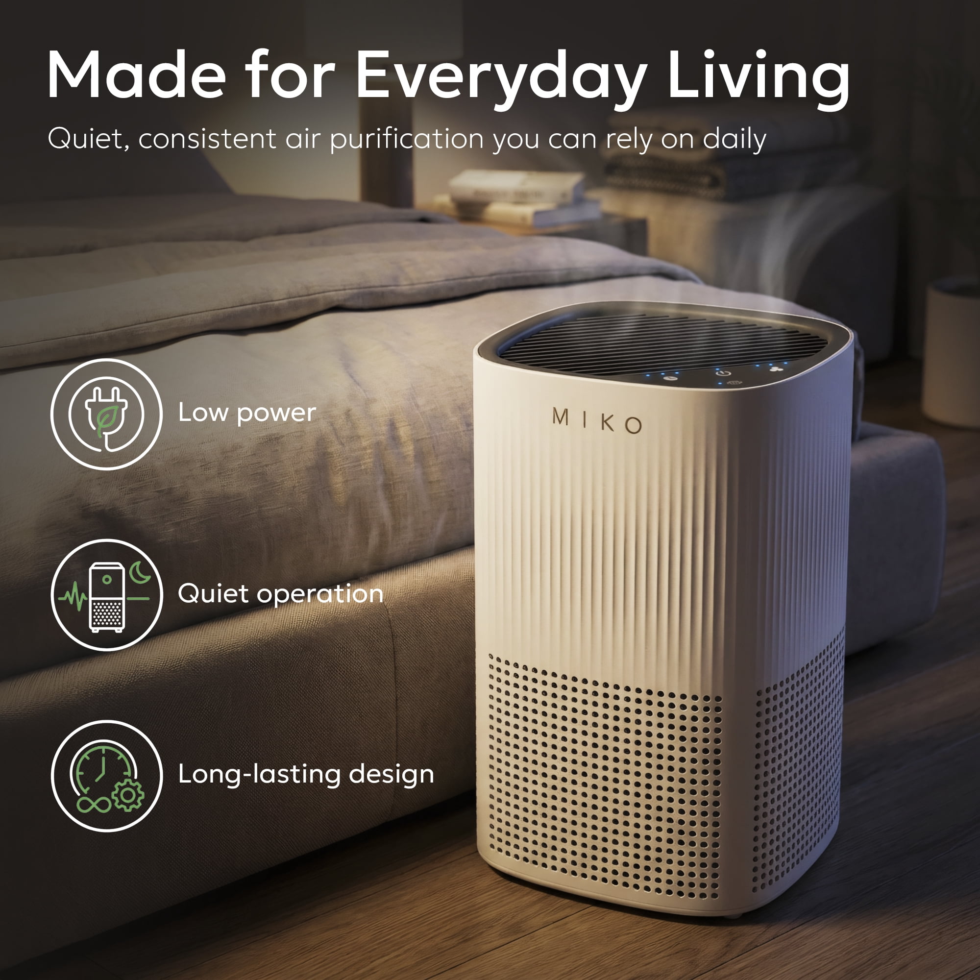 Miko Essence A-200 Air Purifier with True HEPA Filter, Aromatherapy, Quiet Sleep Mode, 600 Sq Ft Coverage