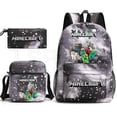 thumbnail image 5 of 3pcs Minecraft Backpack Cartoon Children Boys Girls School Bags Lightweight Students Waterproof Large Capacity Backpack, 5 of 5