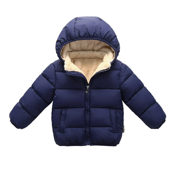 SGMVNU Baby Boys Girls Toddlers Winter Coats Puffer Jacket Zipper Hooded Down Snow Jacket Coat, Pockets Lined Puff Jacket with Detachable Hood, Dark Blue, 3-4 Years