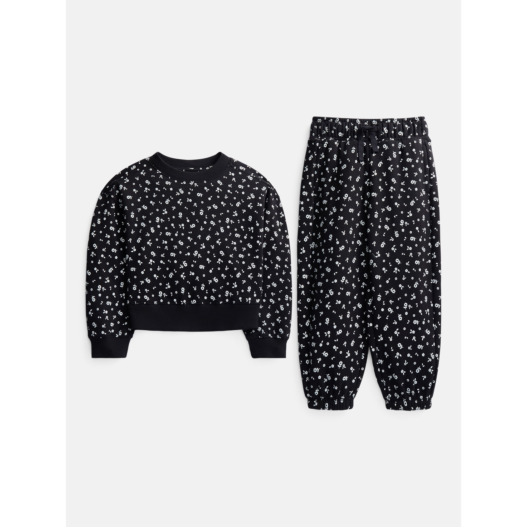 Wonder Nation Girls Fleece Sweatshirt and Joggers Set, 2 Piece, Sizes 4-18 & Plus