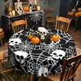 thumbnail image 1 of Halloween Gothic Skull Tablecloth 60 Inches, Horror Skeleton Table Cover Decorative Dining, Scary Round Halloween Tablecover Picnic Party Decoration, 1 of 7