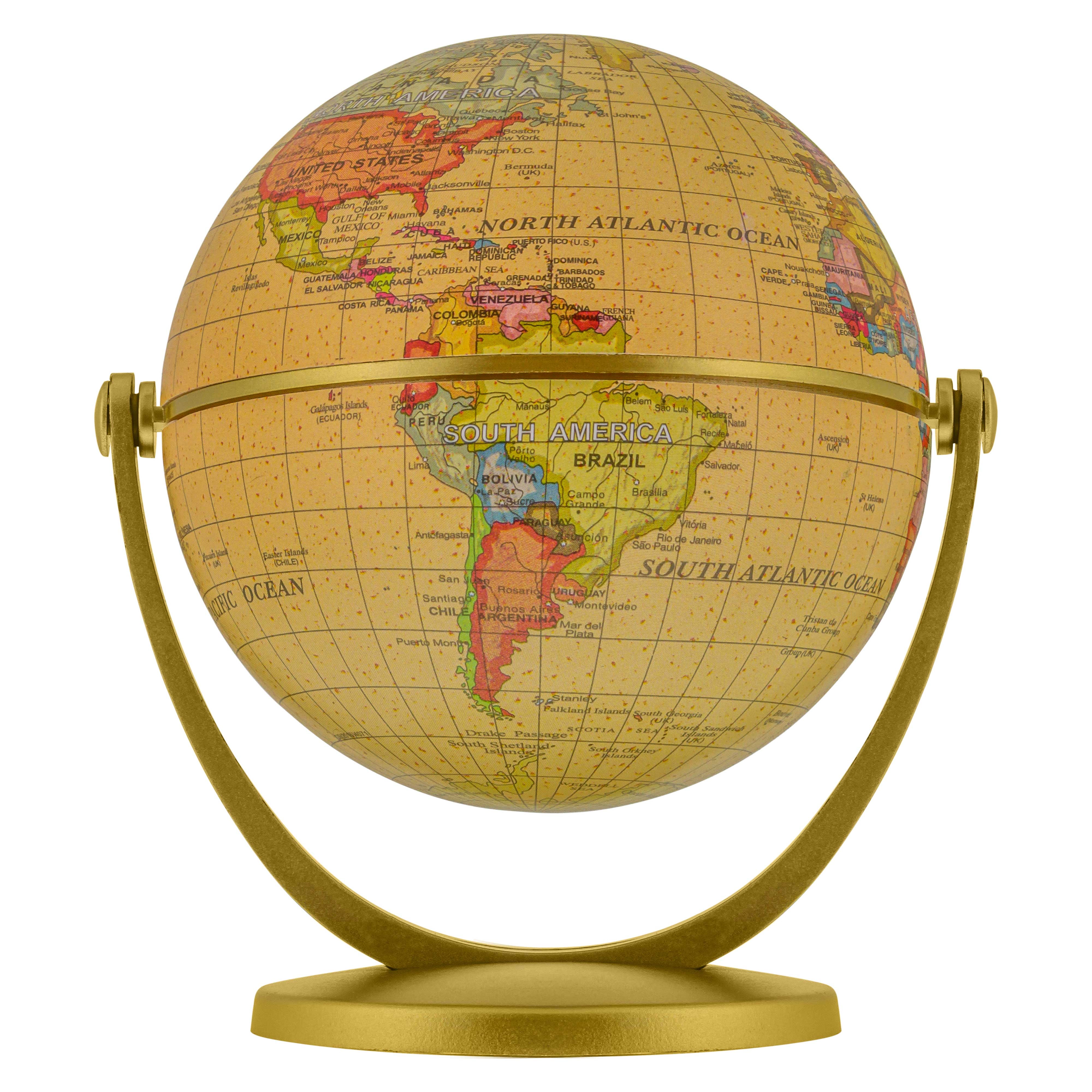 GOLD AND BLACK WORLD GLOBE desktop table desk map earth travel gold gift holiday 