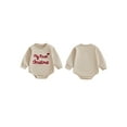 thumbnail image 2 of Miaouyo Infant Baby Boy Girl Christmas Rompers 0 3 6 12 18 Months Letters Embroidery Crew Neck Long Sleeve Jumpsuit, 2 of 9