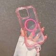 thumbnail image 2 of for iPhone 16 Clear Magnetic Case with Anti-Drop Wrist Strap, Military Grade Drop Protection Anti-Yellowing Cell Phone Cover - Rugged Durable Shockproof Protective Bumper Case, Pink, 2 of 9