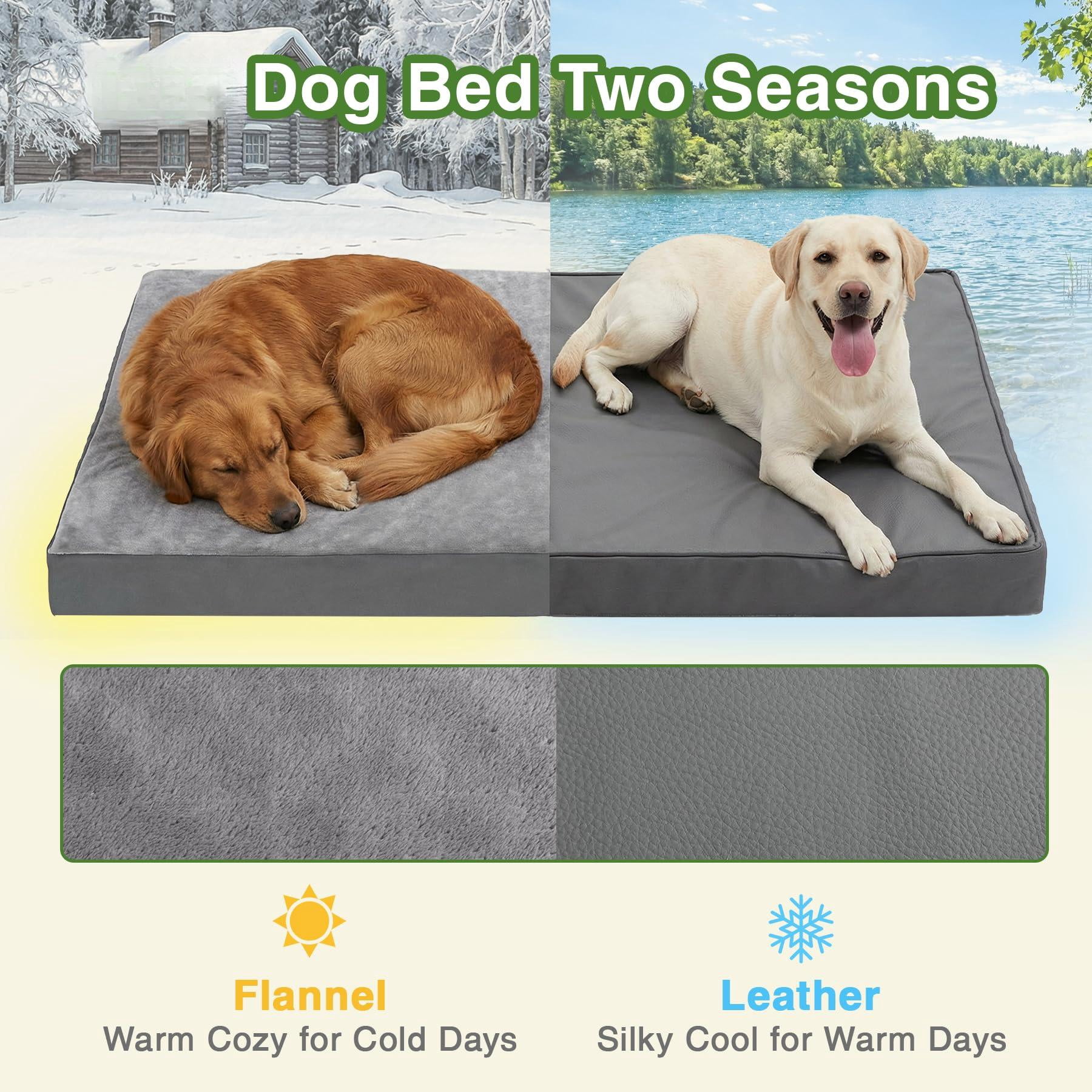 Waterproof Xxxl Dog Beds Large Sized Dogs  Outdoor Washable Crate Pad 54 Inch Foam Pet Bed With Removable Cover Reversible Anti-slip Kennel 53"x36" Gray