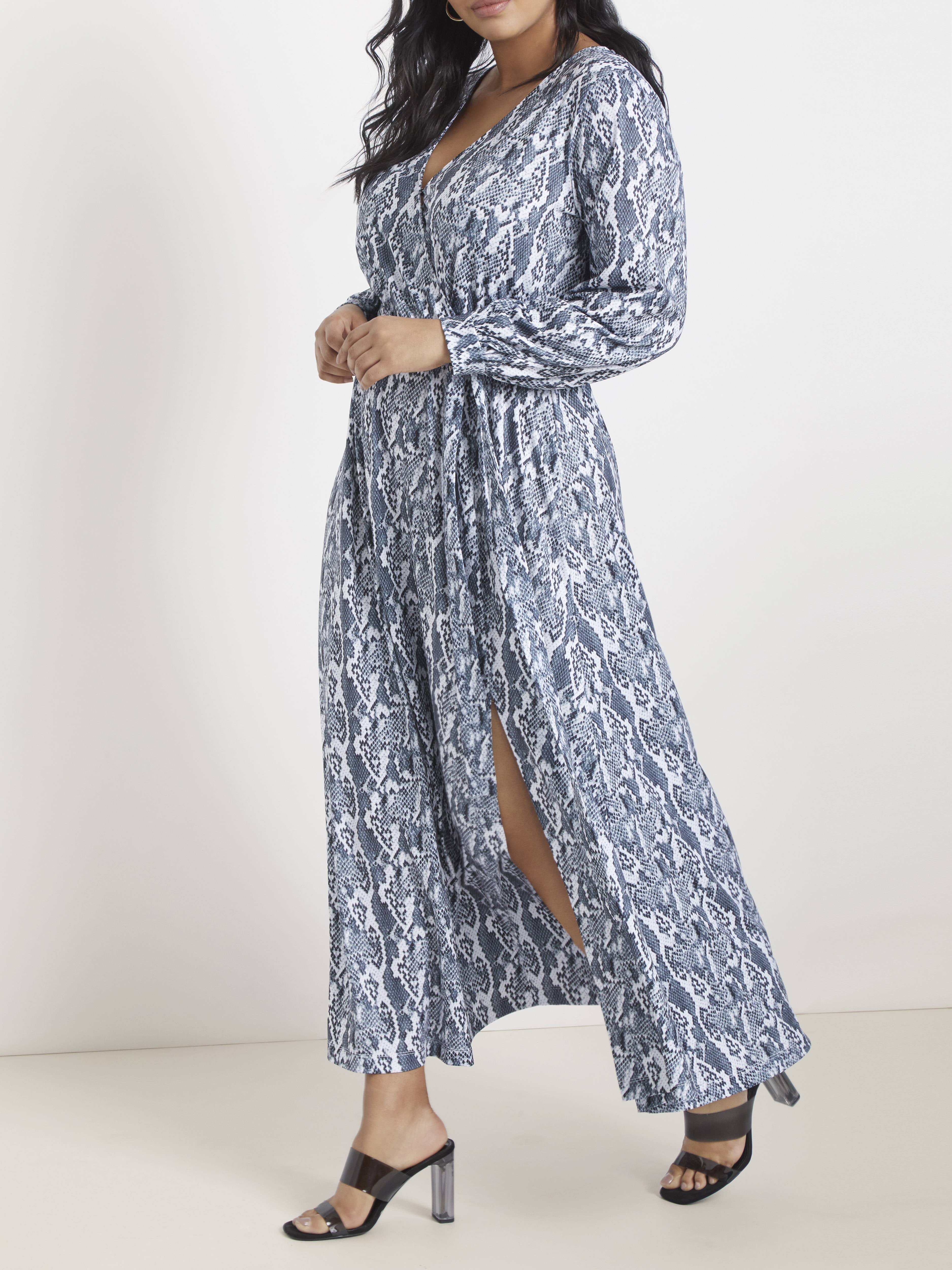 Eloquii Womens Plus Size Printed Maxi Dress 0839