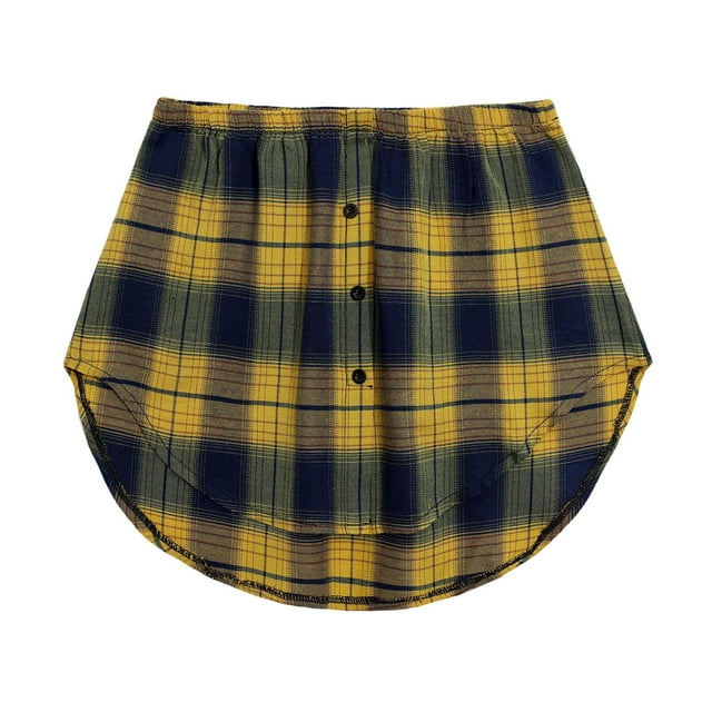 Prolriy Rallonge de Chemise pour Femmes, Jupon de Jupe Inférieure pour Femmes, Extension de Chemise avec Boutons, Extension de Chemise Superposition Mode Haut Bas pour Femmes Jupes pour Femmes Jaune TTG