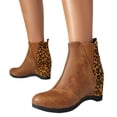 thumbnail image 3 of 2DXuixsh Dress Boots Women Leather Round Toe High Heel Slope Heel Splicing Colorblocking Multipattern Mid Calf Large Size Boots Ankle Boots Short Boots Yellow Size 39, 3 of 7
