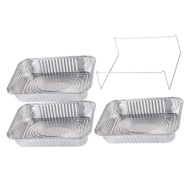 OUNONA 4Pcs Bbq Drip Pan Aluminum Foil Pans With Lids For Food Freshness Storage Transportation