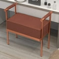 thumbnail image 4 of Modern Upholstered Bench Seat with Copper Frame,Ottoman Bench with Armrests, Entryway Bench Living Room Foot Rest Stool,Footrest Foot Stool with Sturdy Metal Frame, 4 of 7