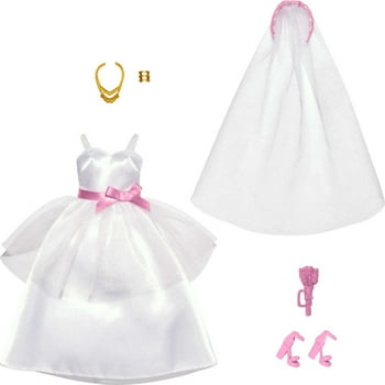 Barbie Fashions Doll Clothing Bridal Pack with Wedding Dress, Veil and Accessories