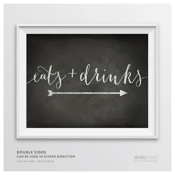 Eats   Drinks Vintage Chalkboard Wedding Party Directional Signs Double Sided