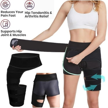 FAMKIT Hip Brace, Adjustable Thigh Compression Sleeve, Sciatica Nerve Pain Relief & Muscles Suppor & Groin Wrap Brace Pulled, for Men Women, Black